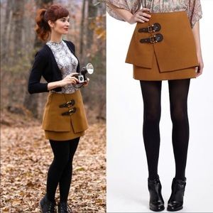 Stylish Brown Layered Skirt with Buckle Accents
